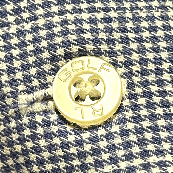 Ralph Lauren Golf Blue and White Houndstooth Plaid Long Sleeve Button Down - Picture 3 of 7